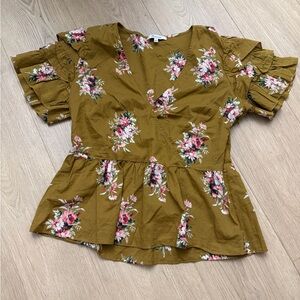 Madewell 100% Cotton Classic Corsage Tiered Sleeve peplum top size 4